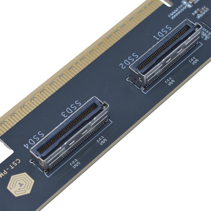 LetLinkSo PCIe 5.0 x16 to 2 MCIO x8 Adapter Card for 4 U.2 NVMe SSD (Upward Interface) - Image 3